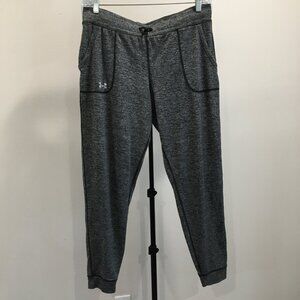 UNDER ARMOUR Black Gray Marled Drawstring Waist Pull On Jogger Pant
